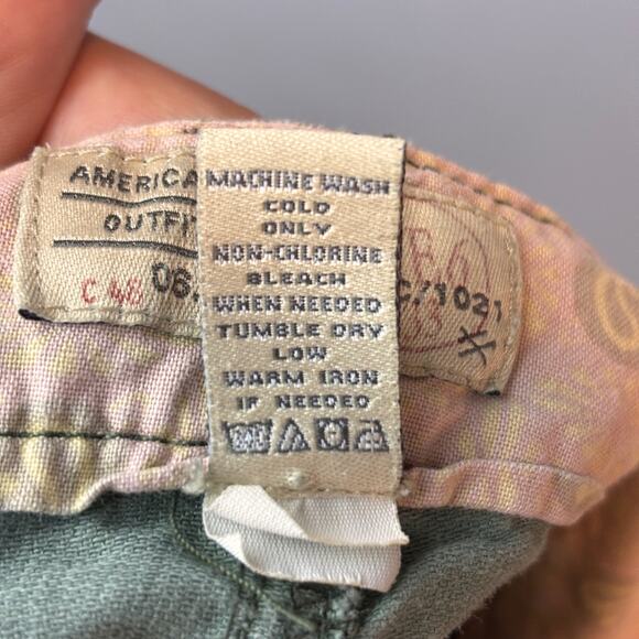 American Eagle Army Green Cargo Shorts 100% Cotton Zippered Pockets - Picture 6 of 7